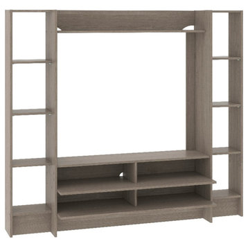 Sauder Beginnings Engineered Wood Entertainment System in Silver Sycamore/Brown