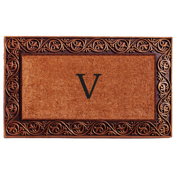 Prestige Bronze Monogram Doormat 18"x30", Letter V