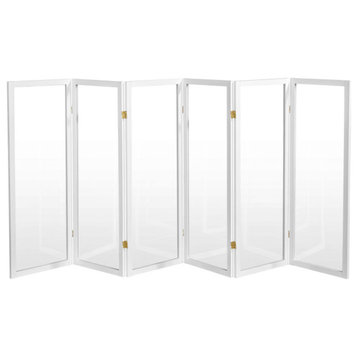 4' Tall Clear Screen, White, 6 Panels or More