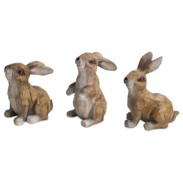 Rabbit, 6-Piece Set, 3"H, 3.5"H Polystone