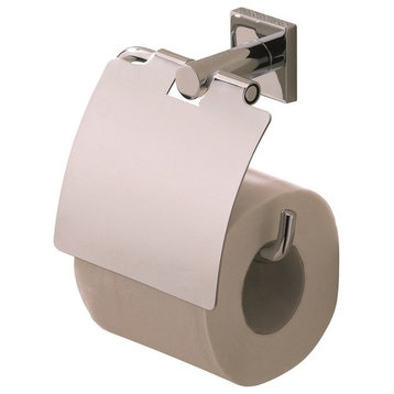Braga Toilet Roll Holder With Lid, Satin Nickel
