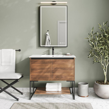Urbania Bath Vanity, Walnut, 36", Integrated Single Sink
