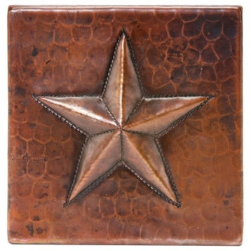 4" Hammered Copper Star Tile, Set of 4