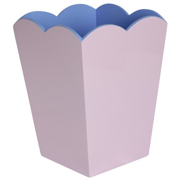 Addison Ross Lacquer Scalloped Waste Bin (Pink & Blue)