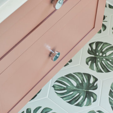Jungle leaf family bathroom in Claygate