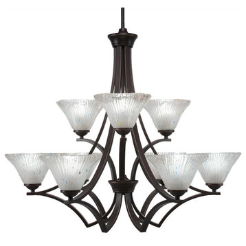 Zilo 9 Light Chandelier, 7" Frosted Crystal Glass
