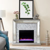 Fireplace with Color Changing Firebox - Antique Silver Finish with White Faux Ma