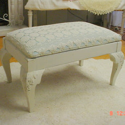 Chalkpainted and Lace covered Ottoman/Bench - Products