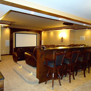 Inspiration for a traditional home cinema in Wichita.