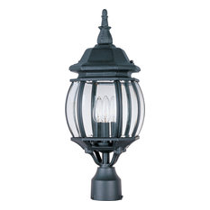 Crown Hill 3-Light Outdoor Post Lantern, Black