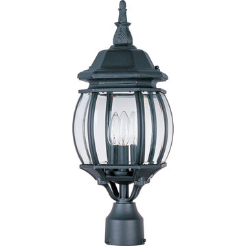 Crown Hill 3-Light Outdoor Post Lantern, Black