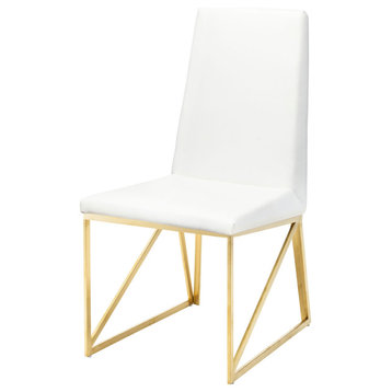 Caprice White Naugahyde Dining Chair, Hgtb316