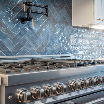 Bold blue backsplash to make an outstanding kitchen in Sacramento, CA