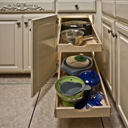 Pull Out Shelves with Scoops - Kitchen Drawer Organizers
