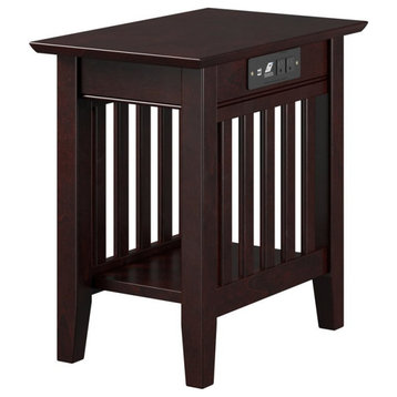Home Square 2 Piece Mission Charger Chair Side Table Set in Espresso