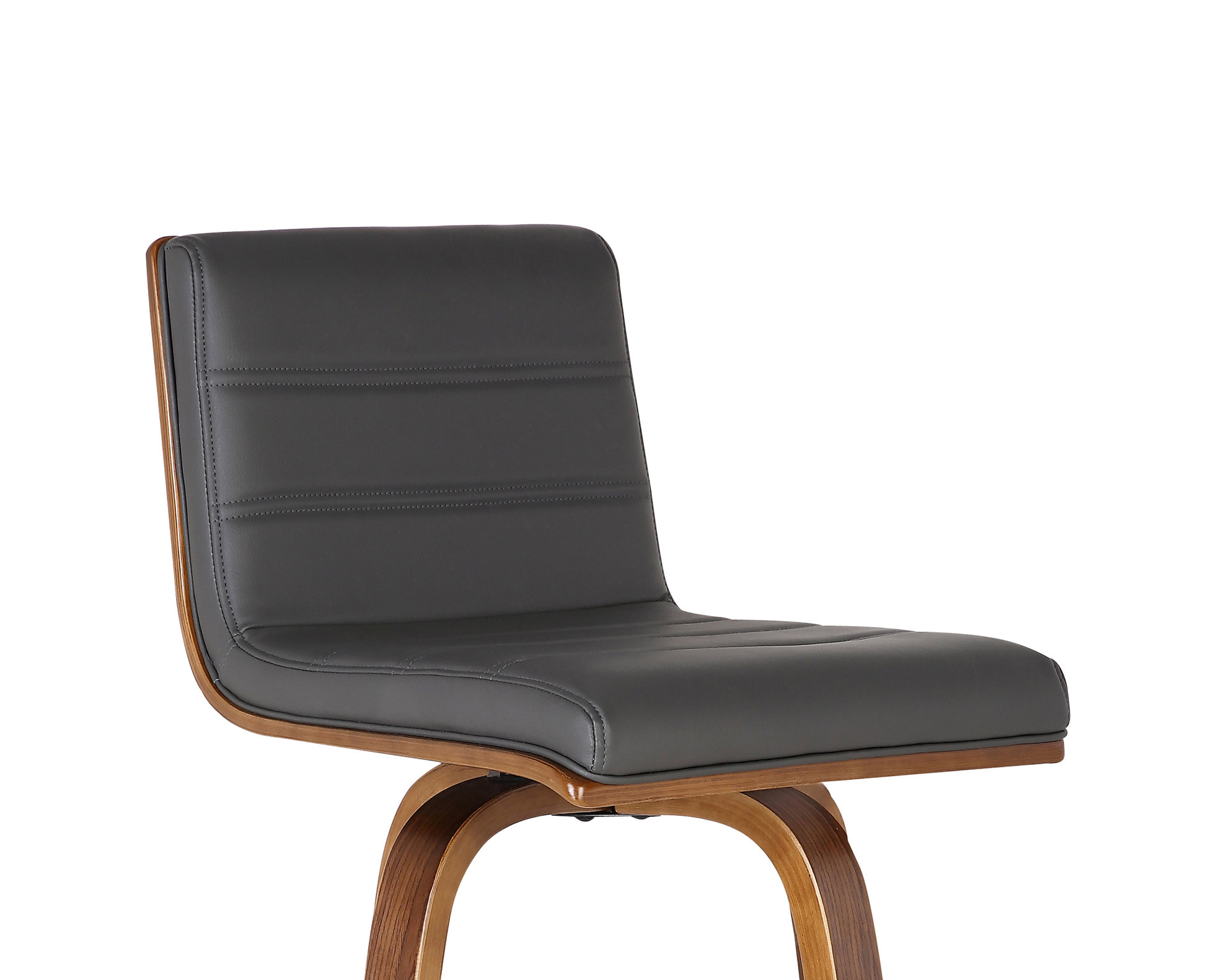 Vienna 26" Barstool, Walnut Wood Finish With Gray PU Upholstery