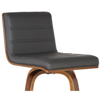 Vienna 26" Barstool, Walnut Wood Finish With Gray PU Upholstery
