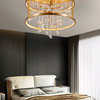 Copper modern crystal led hanging chandelier for living room, bedroom, Transparent, 19.7"
