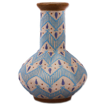 Novica Handmade Chevron Tears Ceramic Vase