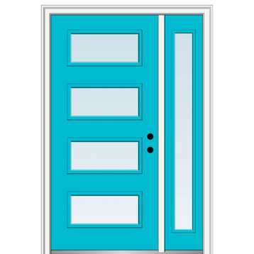 53"x81.75" 4-Lite Clear Left-Hand Inswing Fiberglass Door With Sidelite