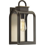 Progress Lighting - Refuge 1-Light Wall Lantern, Medium - One-light medium wall lantern in a Cape Cod-inspired frame pays homage to a classic nautical style. Light output and geometric forms offer visual interest to outdoor exteriors. Clear glass windows are paired with a unique umber reflector panel that provides a beautiful effect when illuminated.