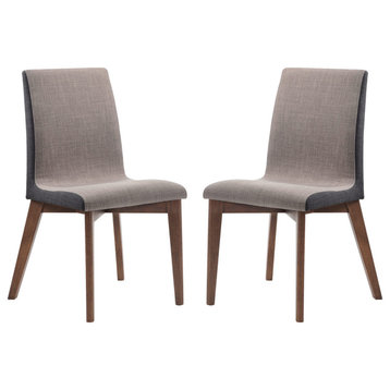Set of 2 Dining Side Chairs, Light Gray