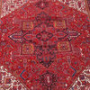 Consigned, Heriz Geometric Hand-Knotted Persian Style Area Rug, Red, 13'7"x9'11"