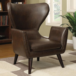 COASTER 902089 BROWN LEATHERETTE ACCENT CHAIR - Armchairs And Accent Chairs