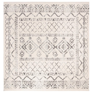 Safavieh Tulum Tul268A Moroccan Rug, Ivory and Gray, 12'0"x12'0" Square