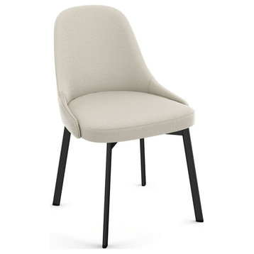 Amisco Harper Dining Chair, Cream Boucle Polyester / Black Metal