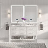 Arcadia Bath Vanity, White, 60", Brushed Nickel Hardware, Double Sink, Freestanding