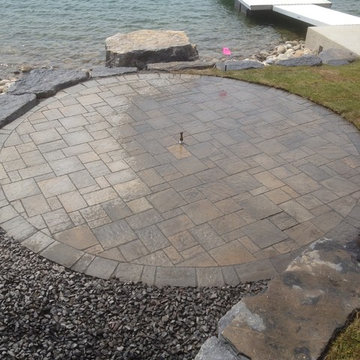 Circular Patio and Boulder Wall