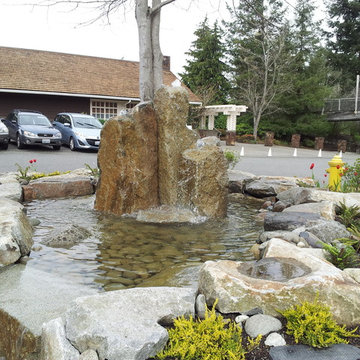 High Cascade Granite Drilled Columns & Landscape Boulder