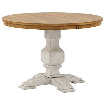 Arbor Hill Two-Tone Round Pedestal Base Dining Table, Antique White
