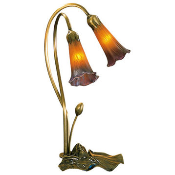 Meyda Tiffany 13008 Stained Glass / Tiffany Desk Lamp - Amber/Purple