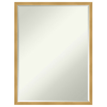 Svelte Polished Gold Petite Bevel Wood Bathroom Wall Mirror 19.5 x 25.5 in.