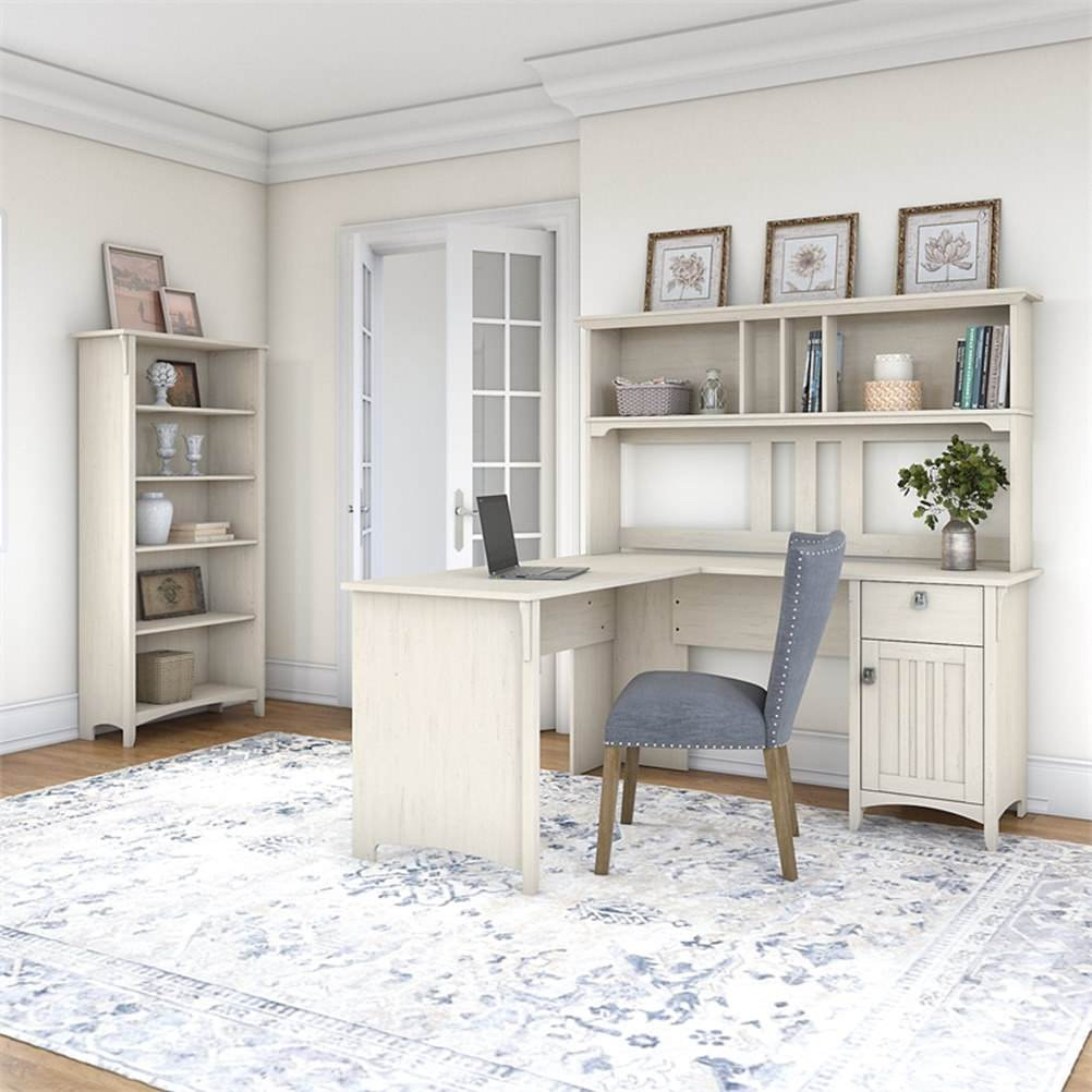 Mayfield Tall 5 Shelf Bookcase In Pure White And Shiplap Gray Engineered Wood Mab132gw2 03