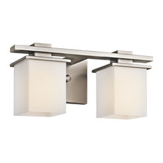 Kichler Tully Bath 2-Light, Antique Pewter, Satin Etched Cased Opal