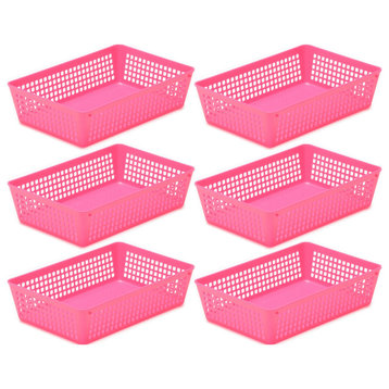 6-Pack Plastic Storage Baskets for Office Drawer, Desk, 32-1182-6, Pink