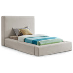 Meridian Furniture - Devin Upholseterd Bed, Beige, Twin, Linen Textured - Curl up on this Devin full bed and feel like a VIP. This handsome bed has a distinctive upscale look, with its luxe beige linen textured fabric covering every square inch, from headboard to side rails and footboard, which are 8 inches thick for a luxuriously soft feel and comfort against your body while you relax and unwind before catching some Zs. The contemporary design is strikingly modern, adding an up-to-the-minute vibe to your bedroom space.
