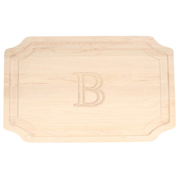 BigWood Boards Scalloped Monogram Maple Carving Board, B
