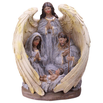 11.25" African-American Holy Family and Angel Xmas Nativity Table Decor