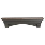 Pearl Mantels - The Hadley 60 Shelf or Mantel Shelf, Cottage Distressed Finish - Features:    72 inch shelf with corbels and arch  Color: Cottage with Rustic Chalk Wash Top  Material: Wood  Mitered hanger boards included for ease of hanging  Mounting hardware for hanger rail not included  Wood is considered a combustible material. Heat clearances must be adhered to. If installing over a fireplace, check your local building codes and the manufacturer's instructions for your specific fireplace insert or stove    Specifications:    Shelf Length: 72''  Shelf Depth: 10''  Bottom Base Length: 64.5''  Bottom Base Depth: 6''  Height Corbels: 6.75''  Width Corbels: 6''  Width Between Corbels: 52.5''  Overall Height with corbels: 15''  Radius: 99.75''  Overall Dimensions: 72'' (L) x 10'' (W) x 15'' (H)   It's the first piece of furniture in any home. There's nothing as warm and welcoming as a crackling fire in an open fireplace. The dancing flames can lift your spirits and melt away the most stressful day in a matter of minutes. But to truly be part of the home, a fireplace must warm our hearts even when there is no fire in the grate. Pearl does not treat the mantel as trim or molding but as a beautiful piece of furniture that is the focal point of the entire room, the emotional core. It represents roots, heritage and tradition. Furniture is arranged around it, precious treasures are displayed on it, and it provides balance and stability to the entire room. Pearl Mantels features fine furniture quality, stunning details and classic designs that will enhance any decor. The Hadley is charm with a capital ''C''.You have the option of installing just the shelf, the shelf and the corbels together or the combination of the shelf, corbels and arch. Whether your design taste is clean, classic, traditional... the Hadley has your style covered.   Look for the pearl inlay that graces the right hand side of the shelf as proof that you have received an authentic Pearl Mantel