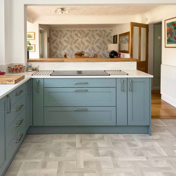 Blue-Green Shaker Kitchen in Thrapston