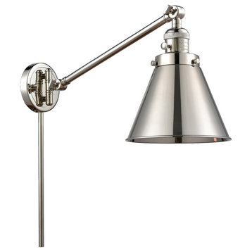 Appalachian 1 Light Swing Arm or Wall Lamp, Polished Nickel, Polished Nickel