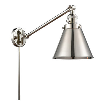 Appalachian 1 Light Swing Arm or Wall Lamp, Polished Nickel, Polished Nickel