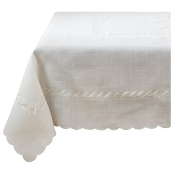 Braided Embroidery Tablecloth, 67"x67"