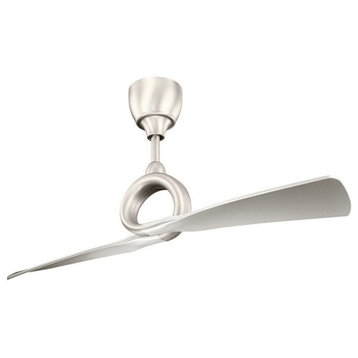 2-Blade Ceiling Fan Center Focal Point in Brushed Nickel Six Speed Settings 54