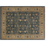 Bareens Designer Rugs - Turkish Knotted Istanbul Heidi Teal Blue/Tan Wool Rug - 8'2'' x 10'3'' - Designed with a mesmerizing intricate traditional motif this glorious hand knotted rug is a masterpiece that will fill any space with sophistication and grace. An exhilarating color pallet with an elaborate design, this masterpiece features luxurious hand spun wool with all vegetable dyes to add comfort and style to your decor. The design, color and beautiful chromatic composition with a sheen in traditional and transitional designs, exude beauty, elegance and quality make this rug a masterpiece of its own.