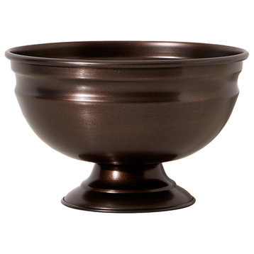 Serene Spaces Living Decorative Antique Copper Pedestal Bowl, Large